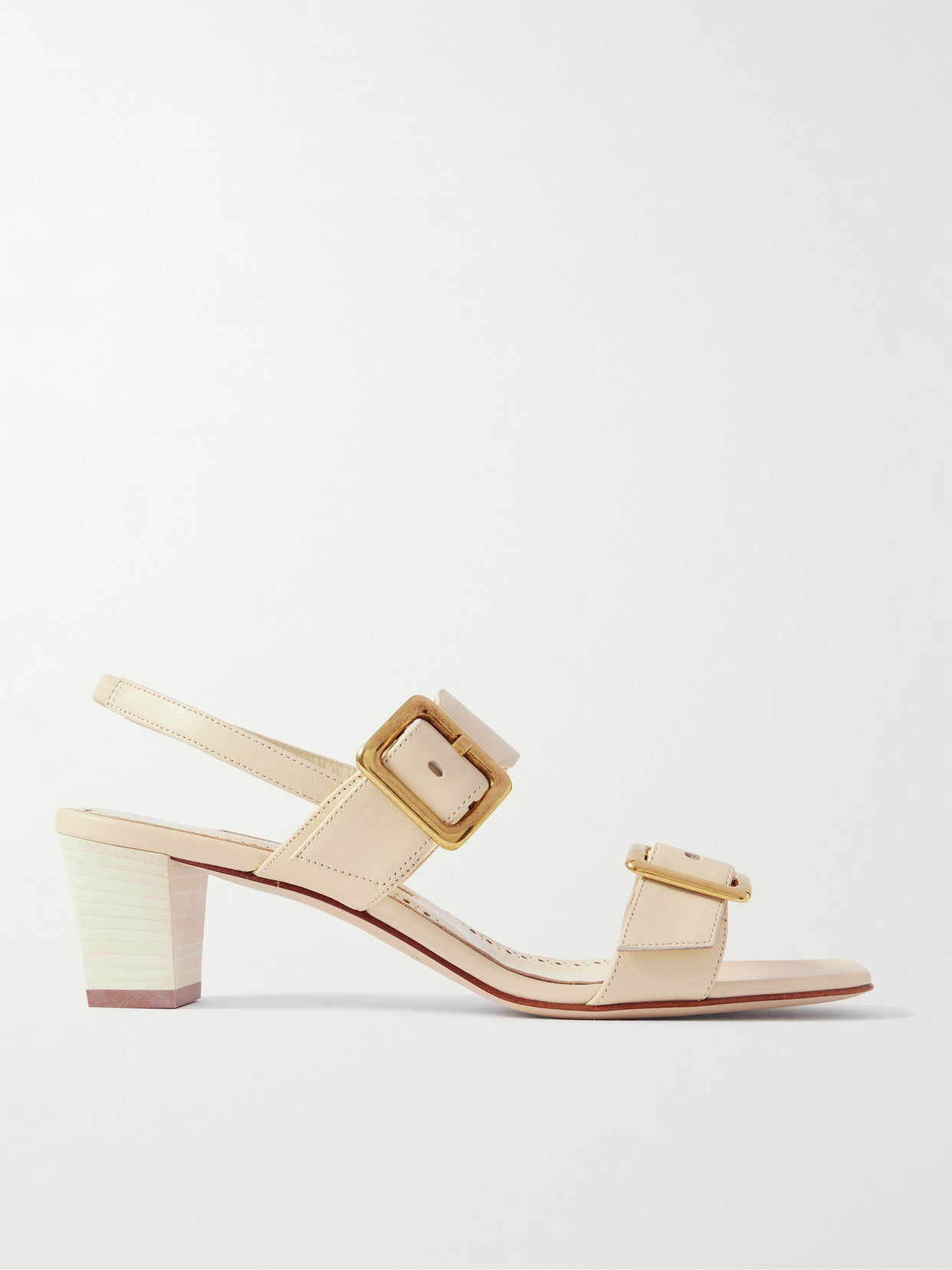 Manolo Blahnik Thalitsli 50 Buckled Leather Slingback Sandals In Cream