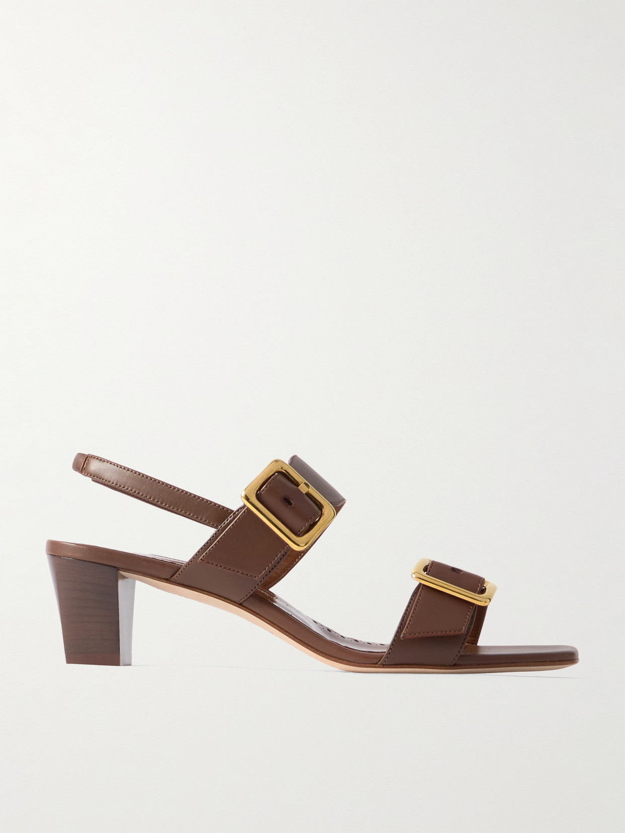 Manolo Blahnik Thalitsli 50 Buckled Leather Slingback Sandals In Brown