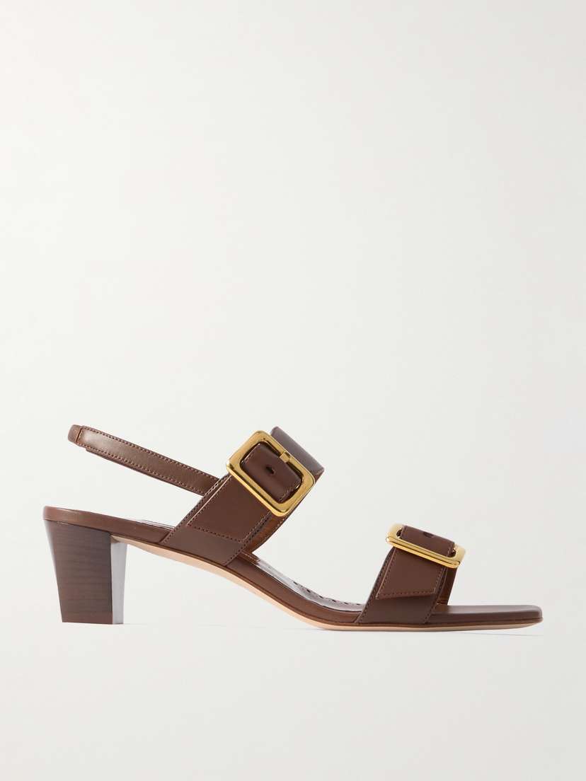 Manolo Blahnik Thalitsli 50 Buckled Leather Slingback Sandals