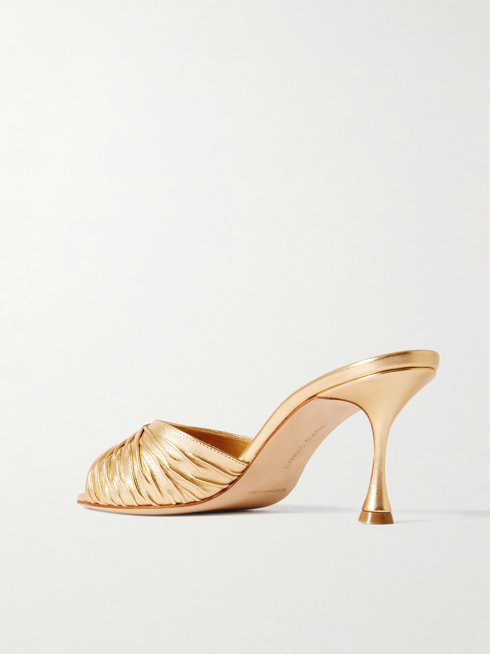 MANOLO BLAHNIK Pirua 70 metallic leather mules thumbnail