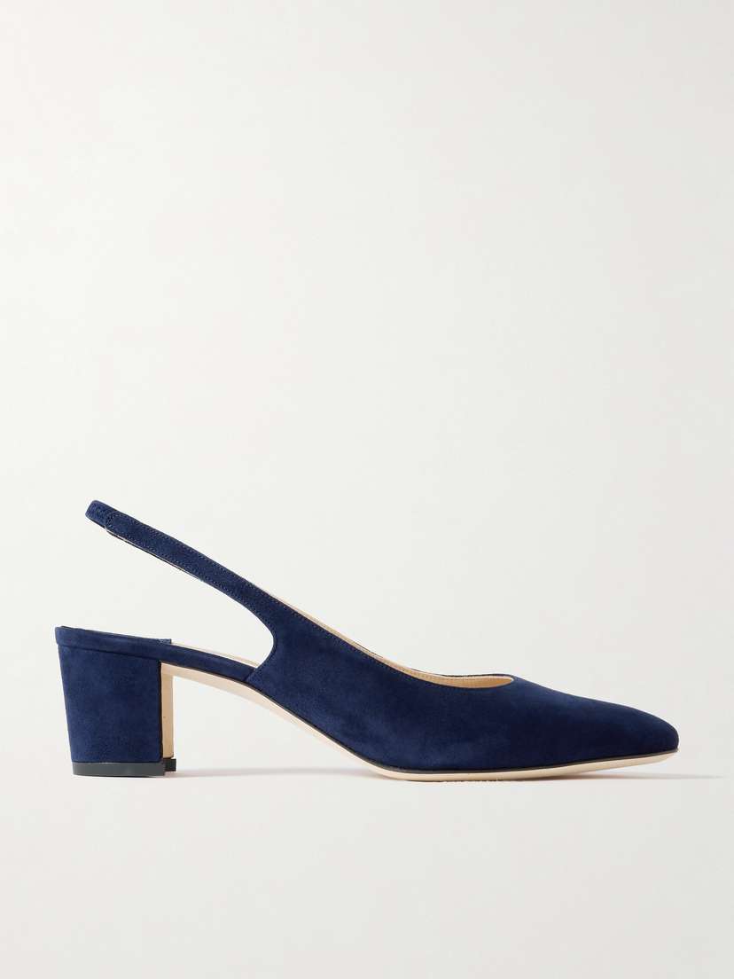 Manolo Blahnik Allurasan 50 Suede Slingback Pumps