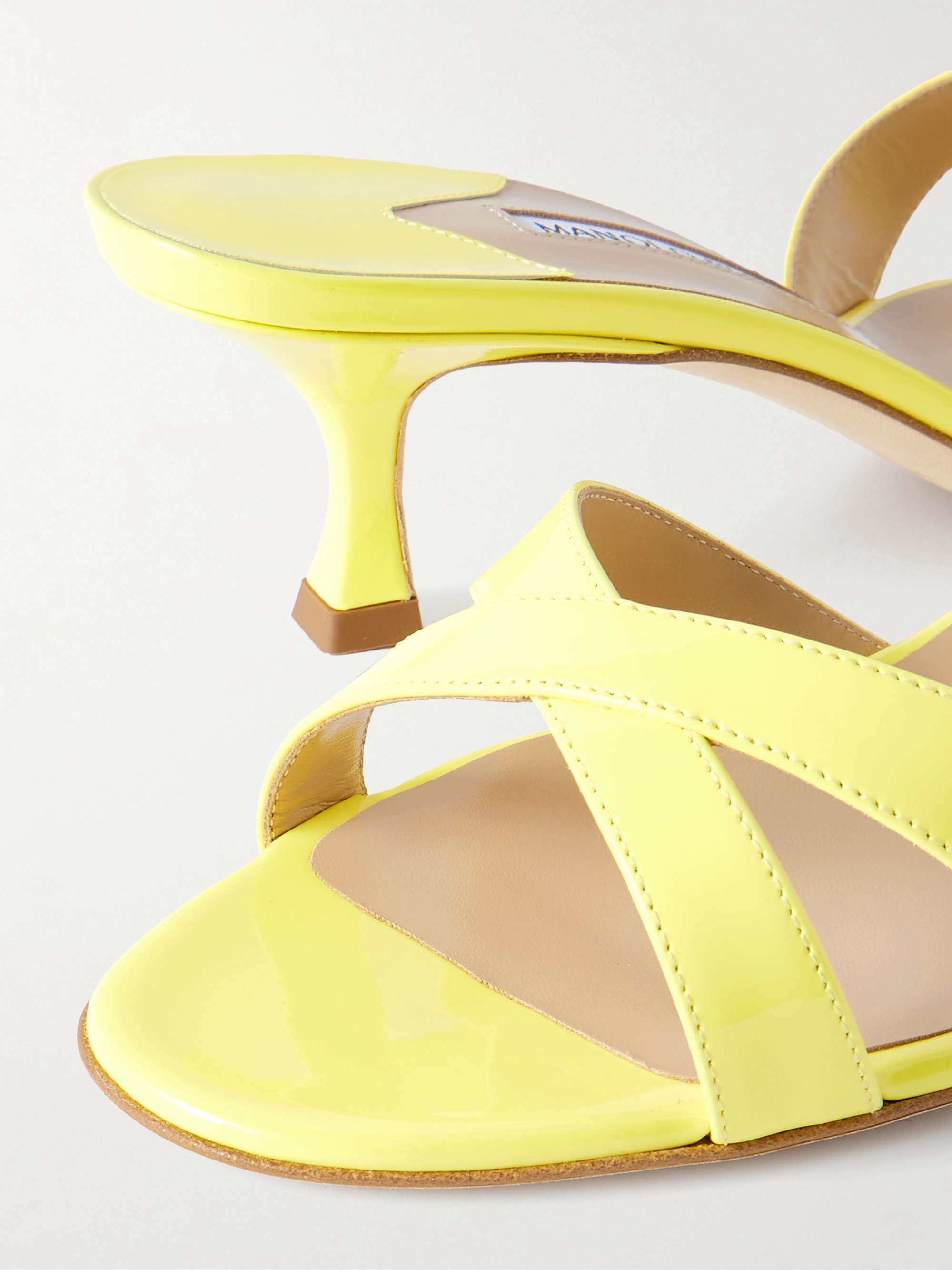 MANOLO BLAHNIK Callamu 50 patent-leather mules