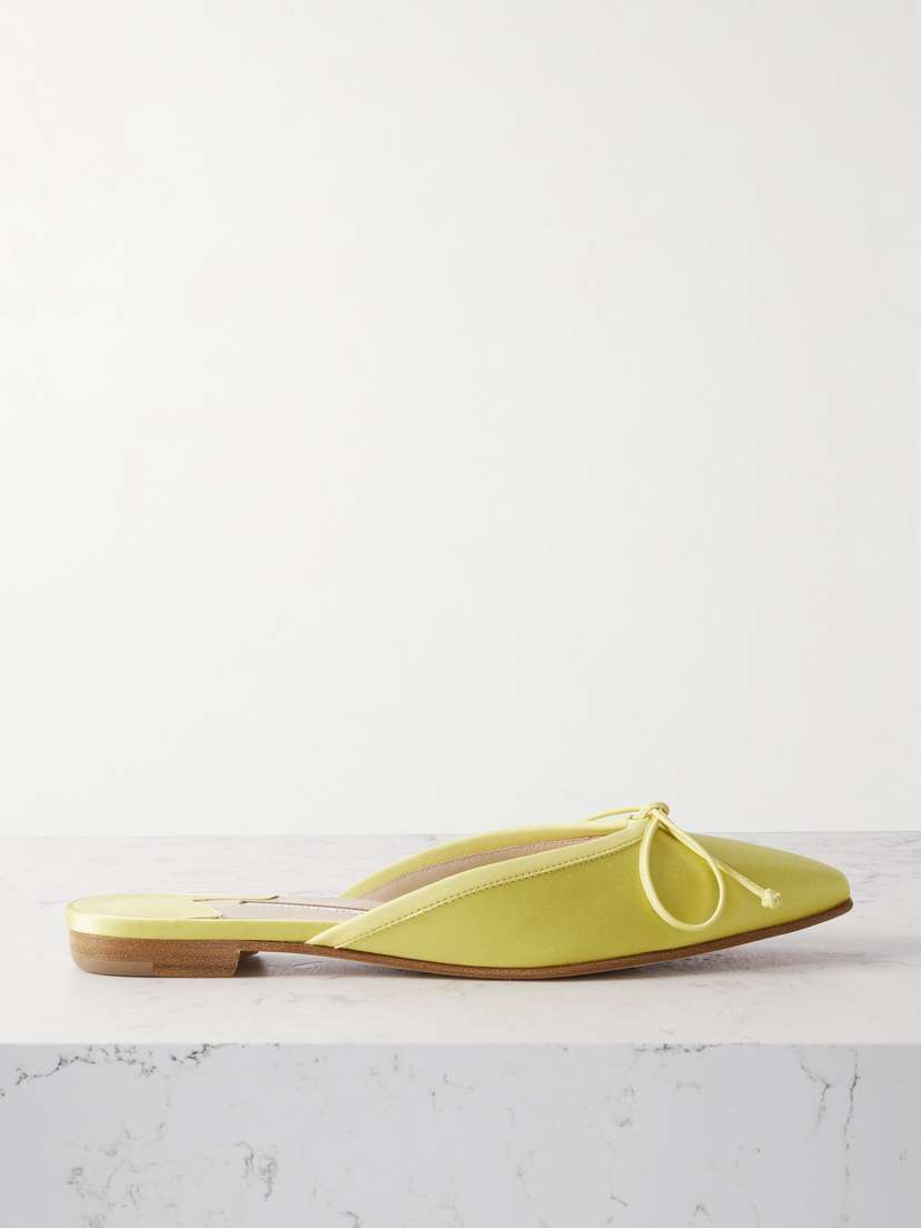 Manolo Blahnik Ballerimu Bow-detailed Satin Mules