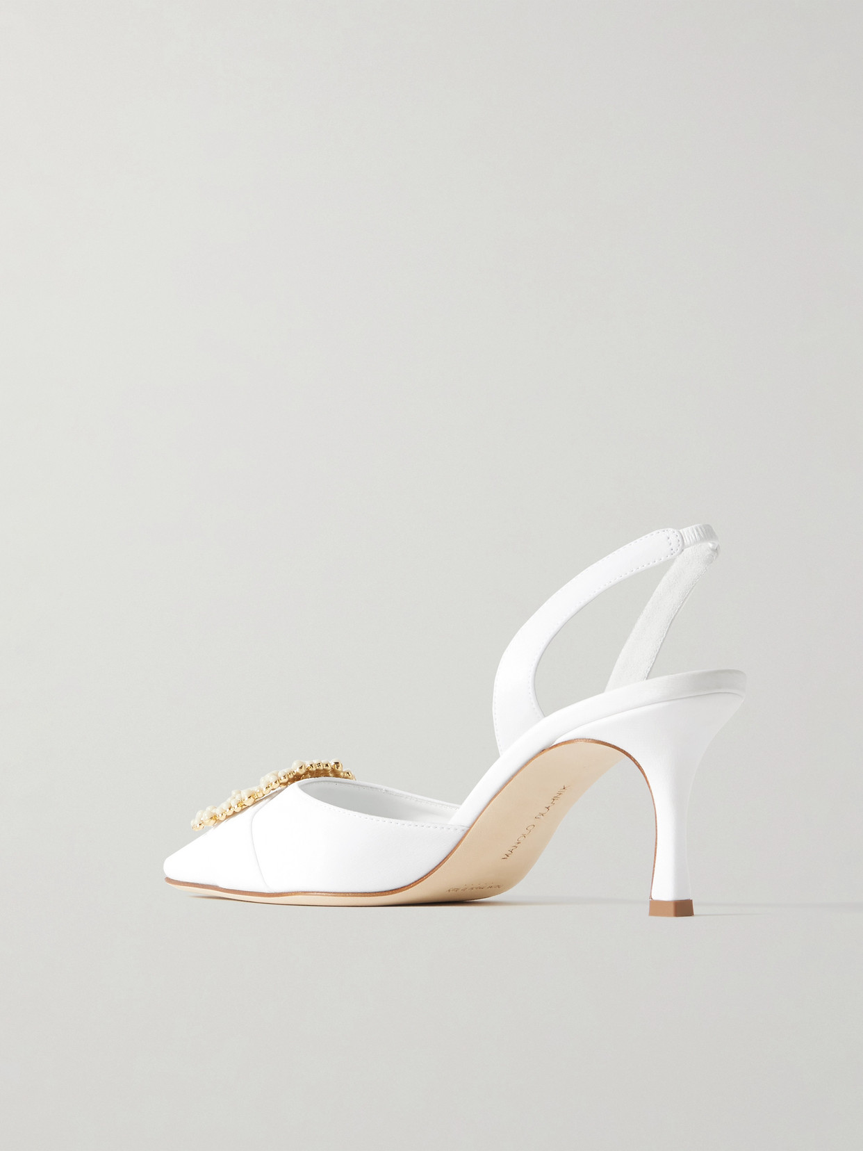 Manolo Blahnik Gibsli 70 Embellished Crepe De Chine Slingback Pumps In Cream