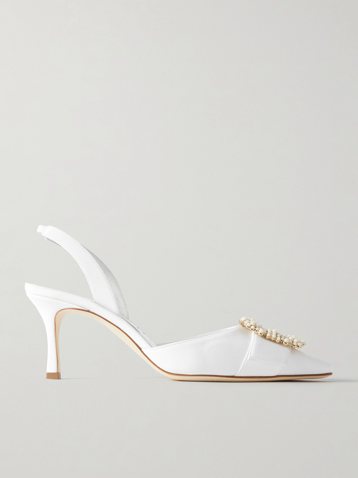 Manolo Blahnik Gibsli 70 Embellished Crepe De Chine Slingback Pumps In Cream