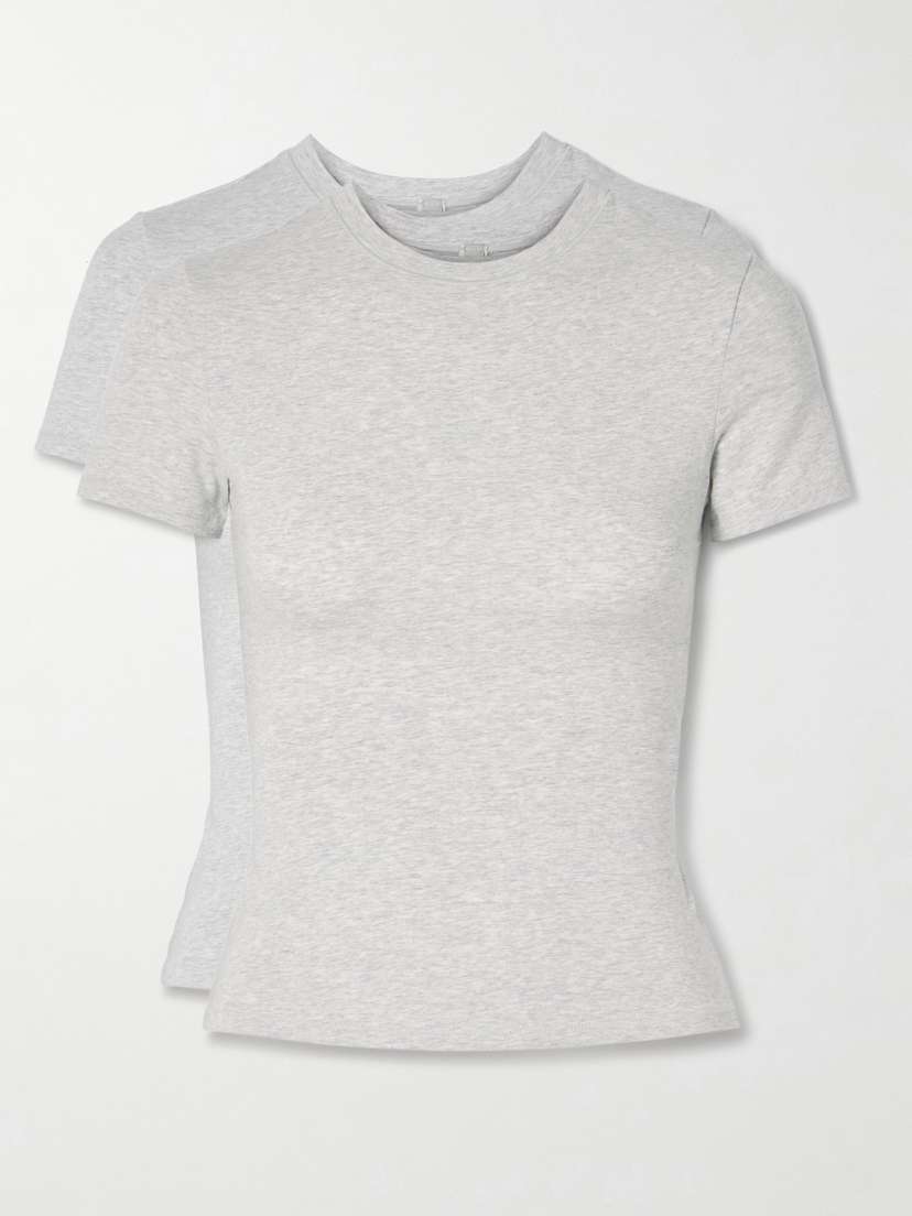 Skims Set Of Two Stretch-cotton Jersey T-shirts - Light Heather Grey