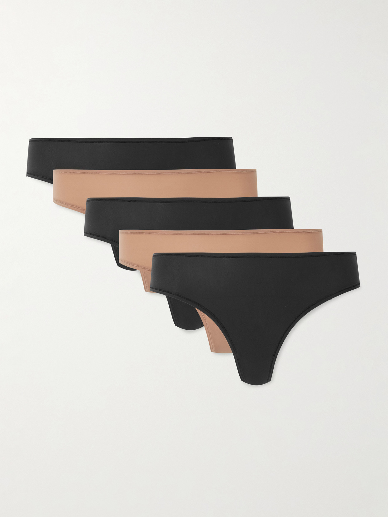 SKIMS - Fits Everybody Set Of Five Thongs - Onyx, Sienna