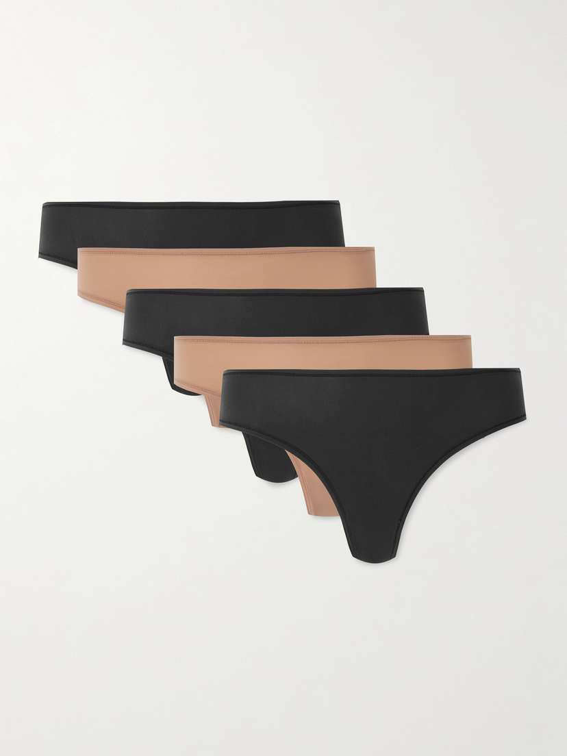 Skims Fits Everybody Set Of Five Thongs - Onyx, Sienna