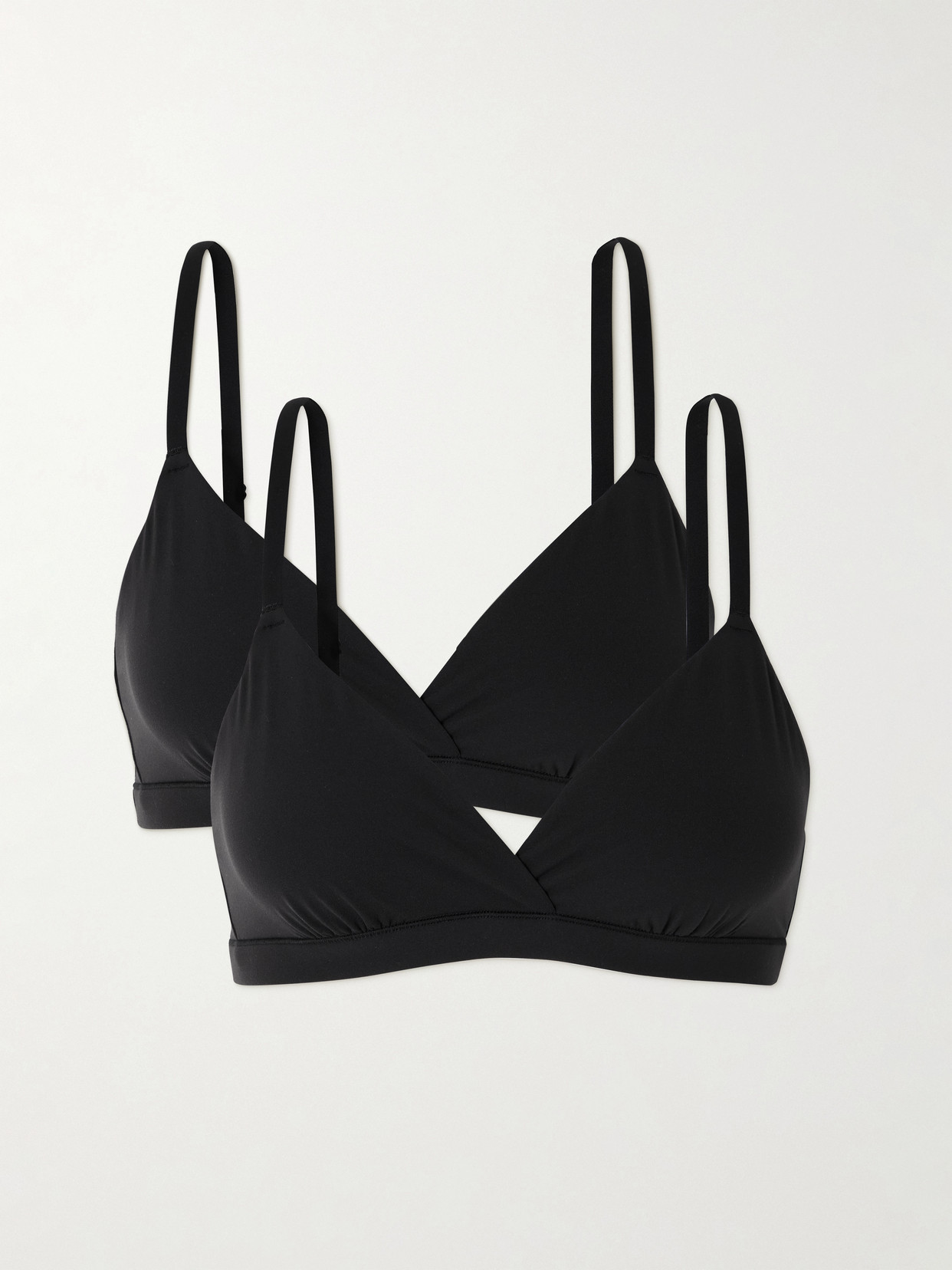 SKIMS - Fits Everybody Bundle Crossover Bralette Set Of Two - Onyx
