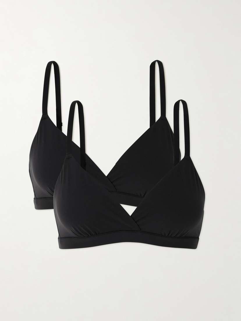 Skims Fits Everybody Bundle Crossover Bralette Set Of Two - Onyx