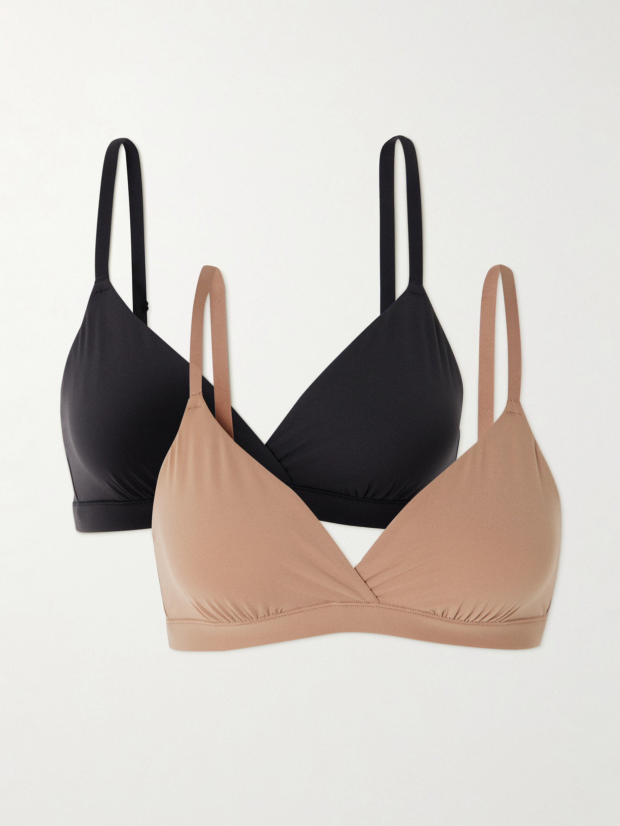 SKIMS - Fits Everybody Bundle Crossover Bralette Set Of Two - Onyx, Sienna