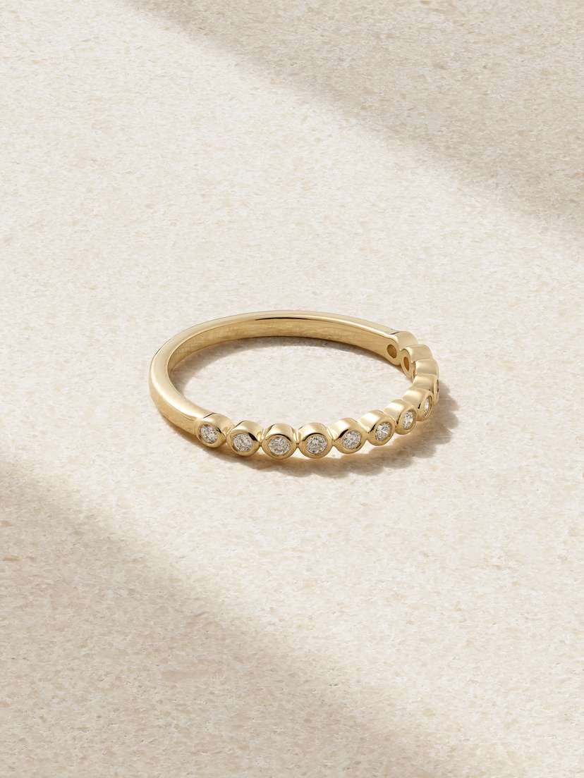STONE AND STRAND Slim Lattice 14-karat Gold Diamond Ring
