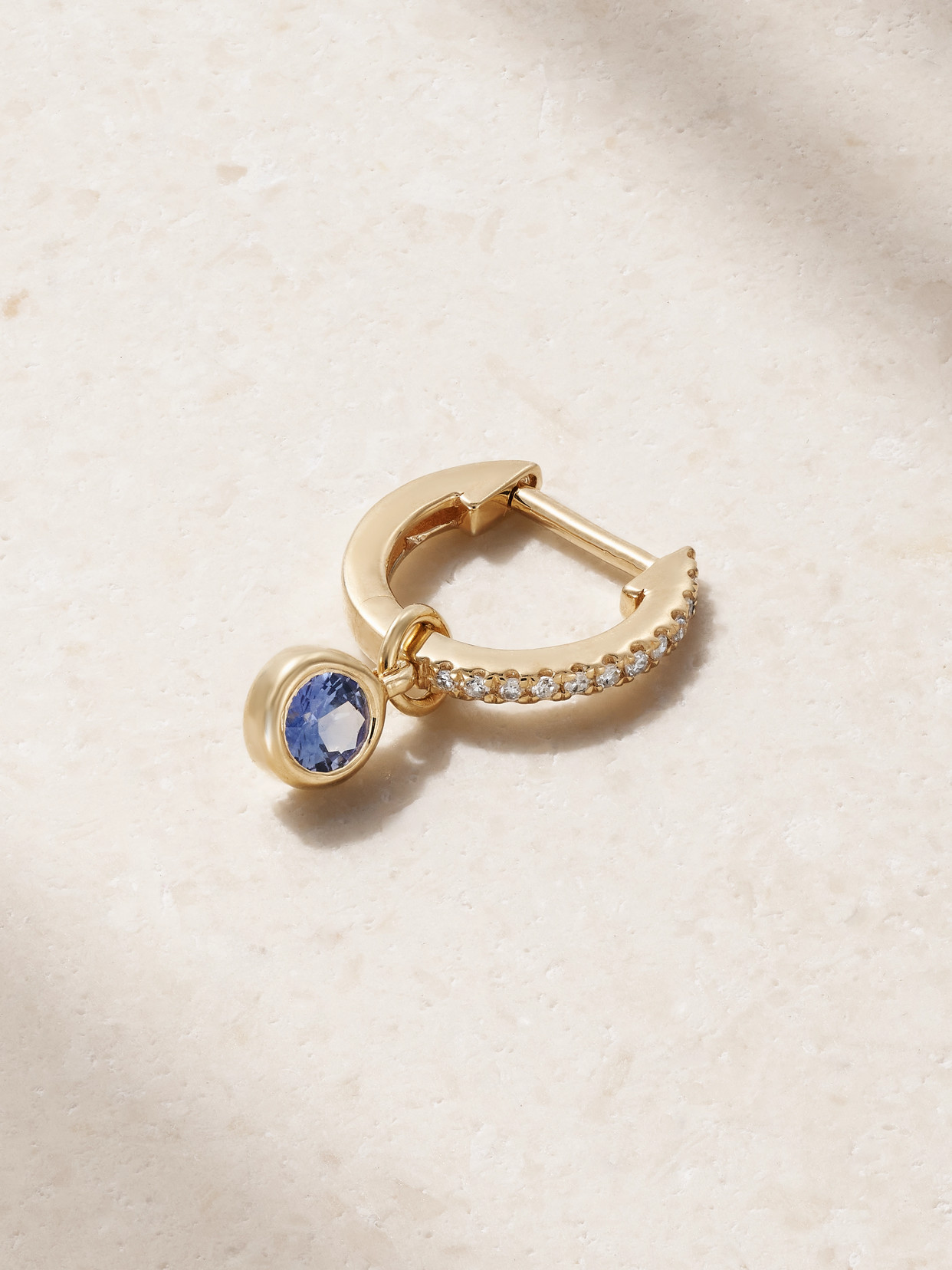 Stone And Strand Orchid 10-karat Gold, Sapphire And Diamond Single Hoop Earring In Blue