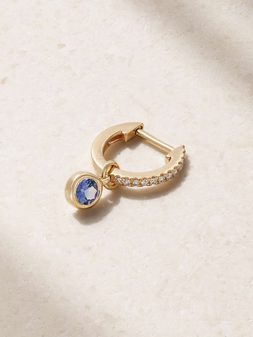 STONE AND STRAND Orchid 10-karat Gold, Sapphire And Diamond Single Hoop Earring