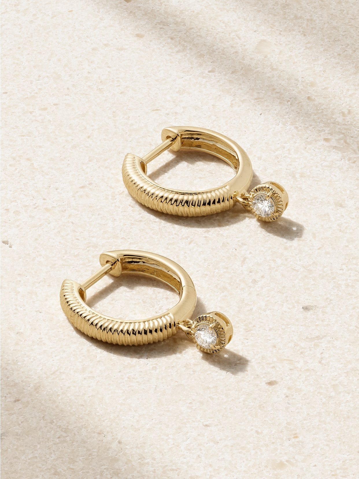 Stone And Strand Cyndi 14-karat Gold Diamond Hoop Earrings