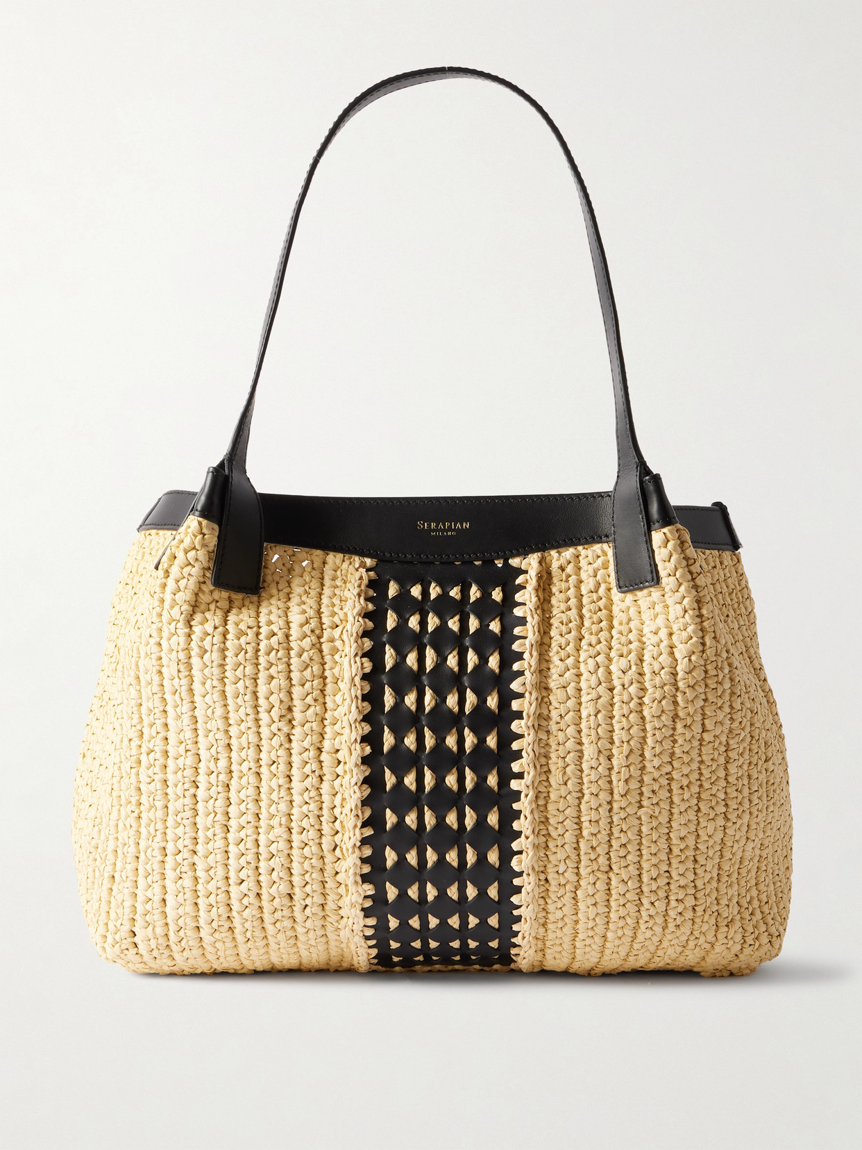 Serapian Secret Leather-trimmed Woven Raffia Tote In Neutrals