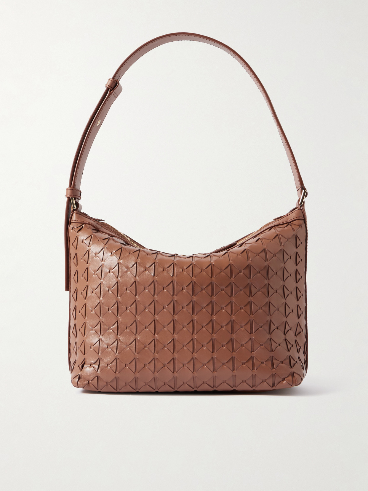 Serapian Anì Mosaico Leather Shoulder Bag In Brown
