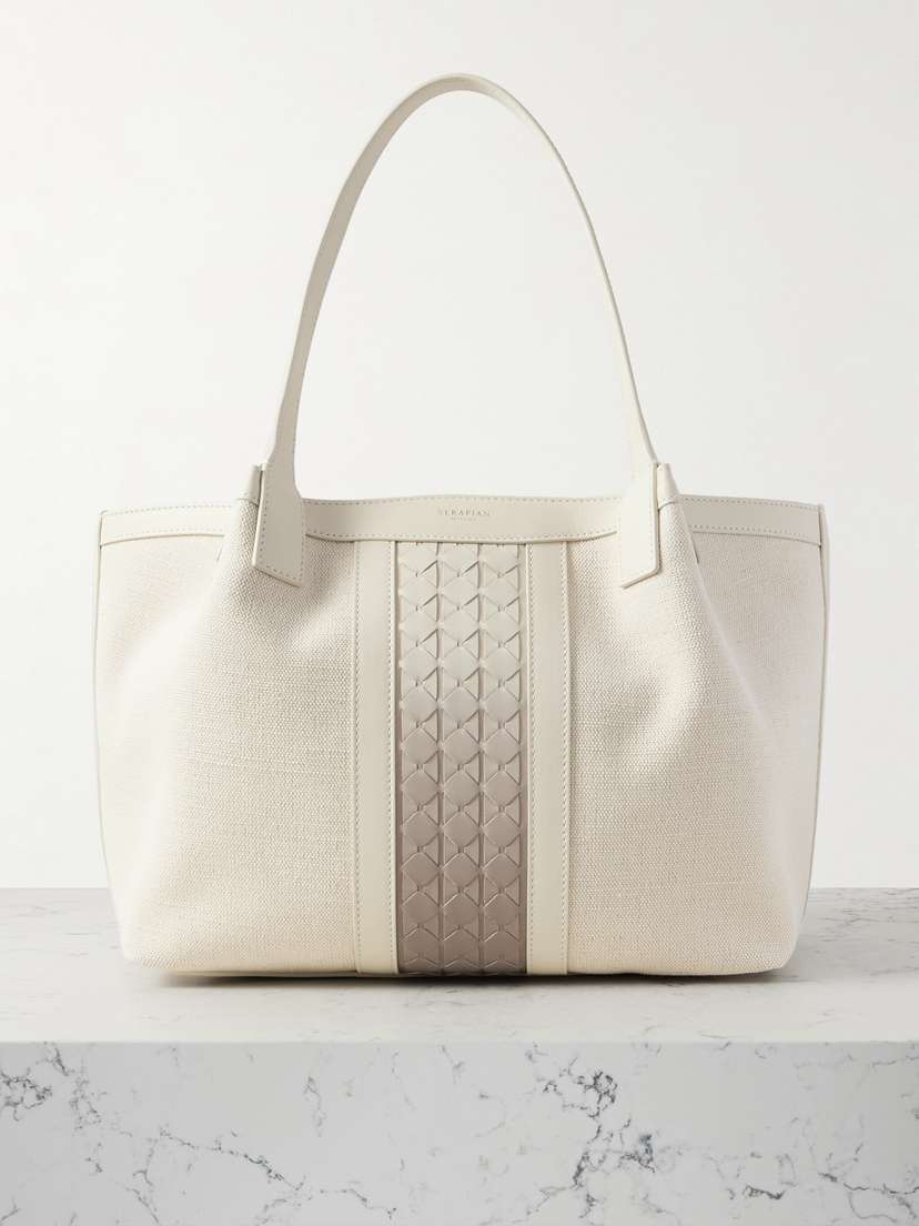 Serapian Secret Small Leather-trimmed Canvas Tote