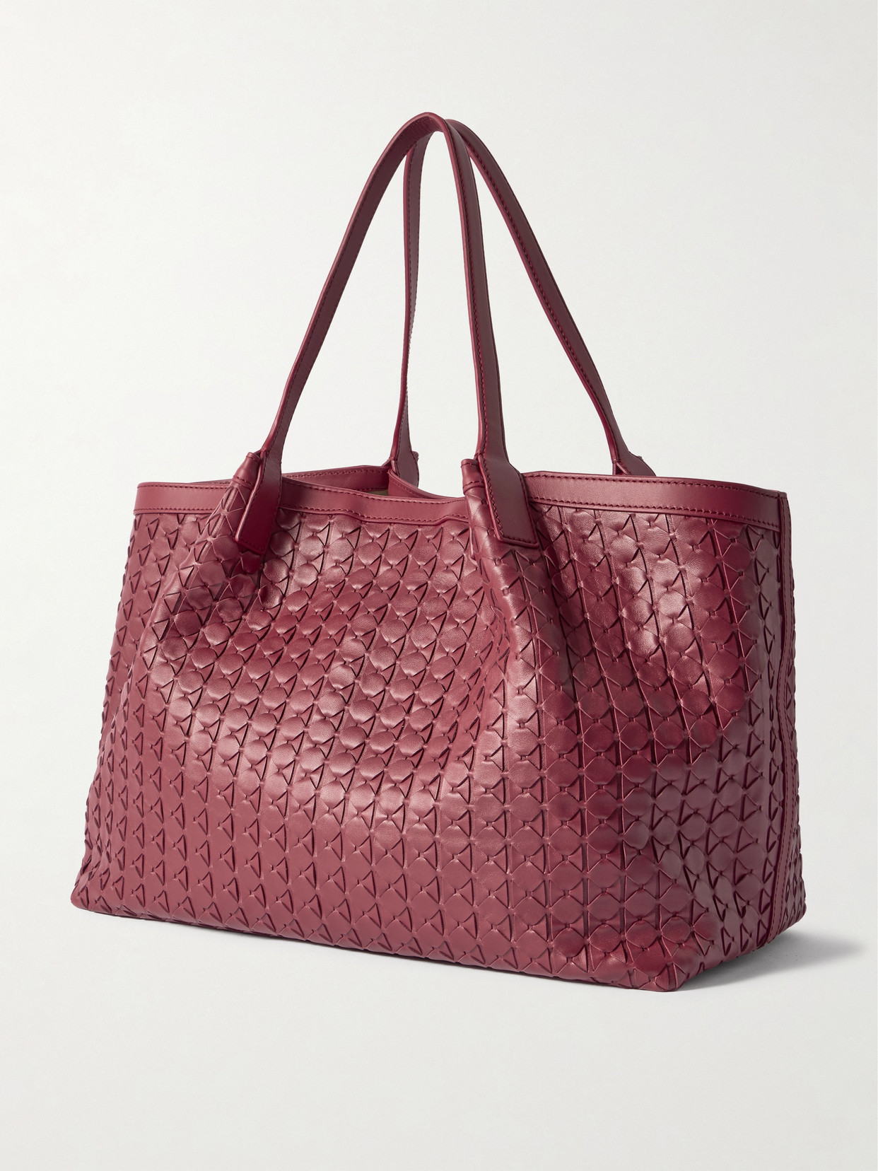 Serapian Secret Large Woven Leather Tote In Red