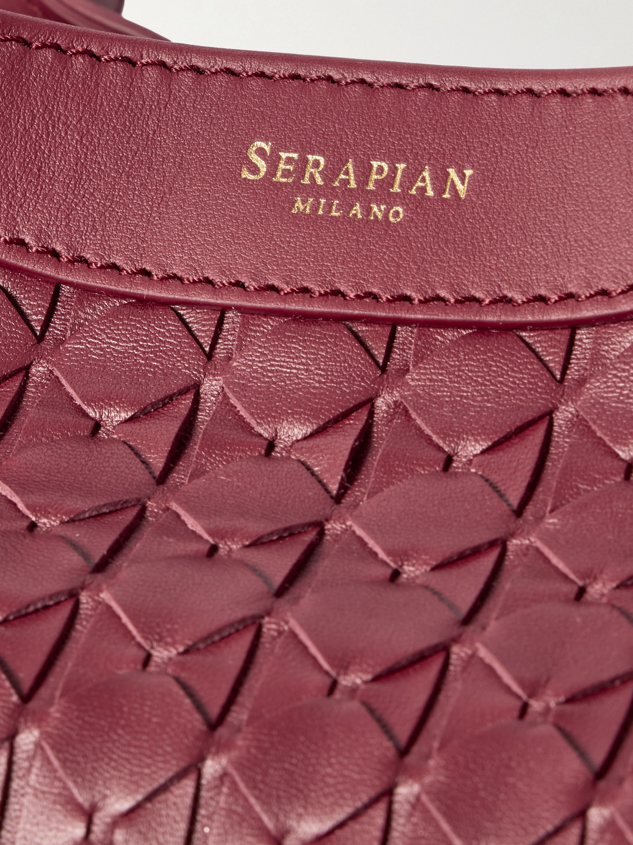 Serapian Secret Large Woven Leather Tote In Red