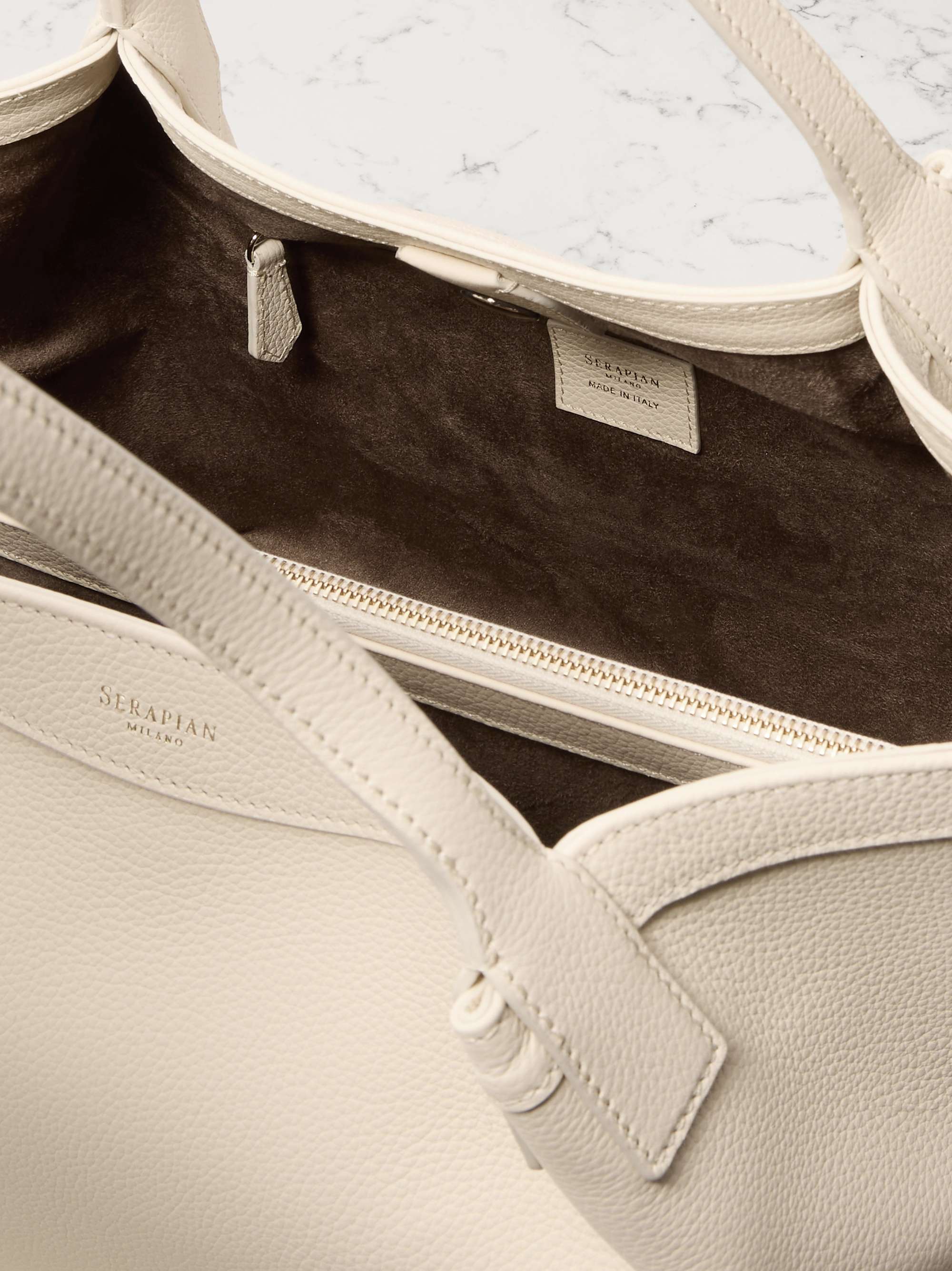 SERAPIAN Secret textured-leather tote