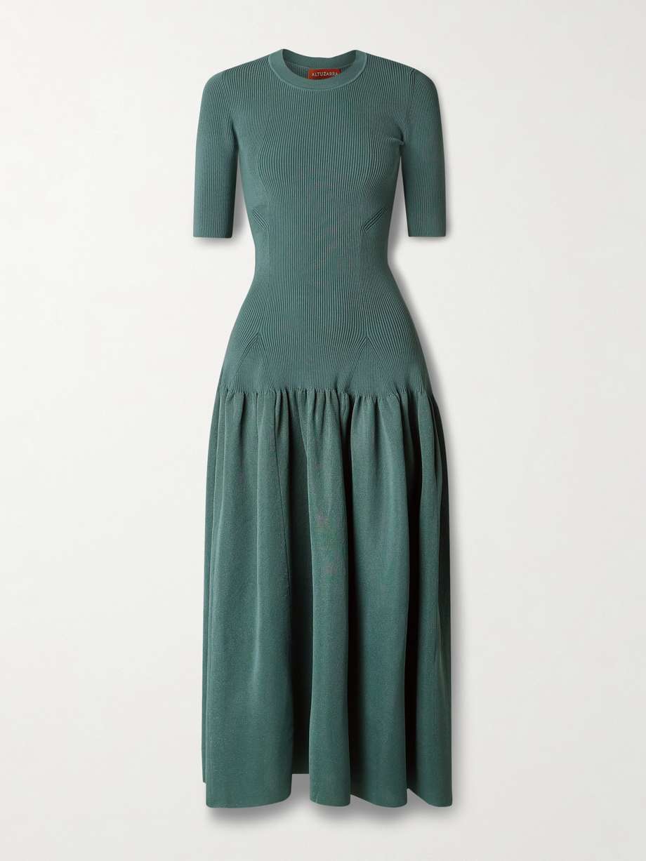 maisie gathered metallic stretch-knit maxi dress