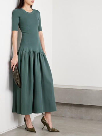 Altuzarra Maisie gathered metallic stretch-knit maxi dress