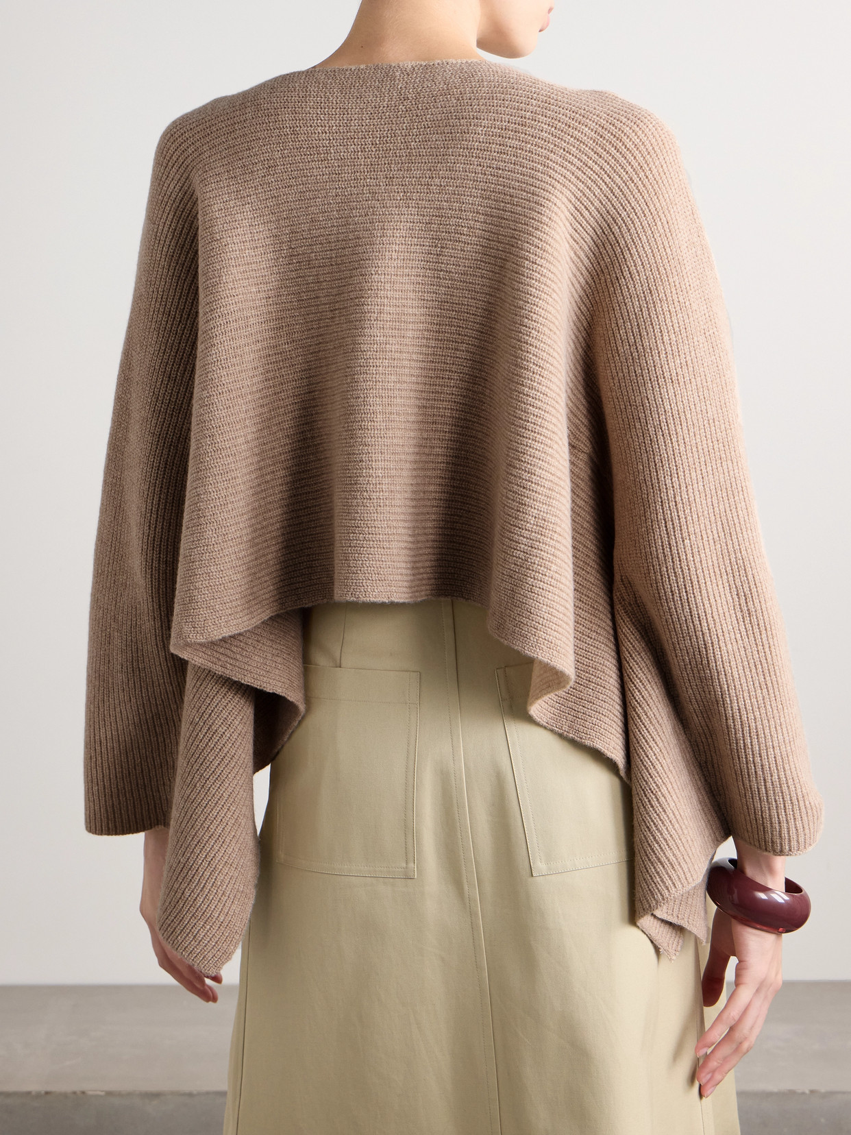 Altuzarra Trip Cropped Ribbed Merino Wool And Cashmere-blend Sweater In Neutrals
