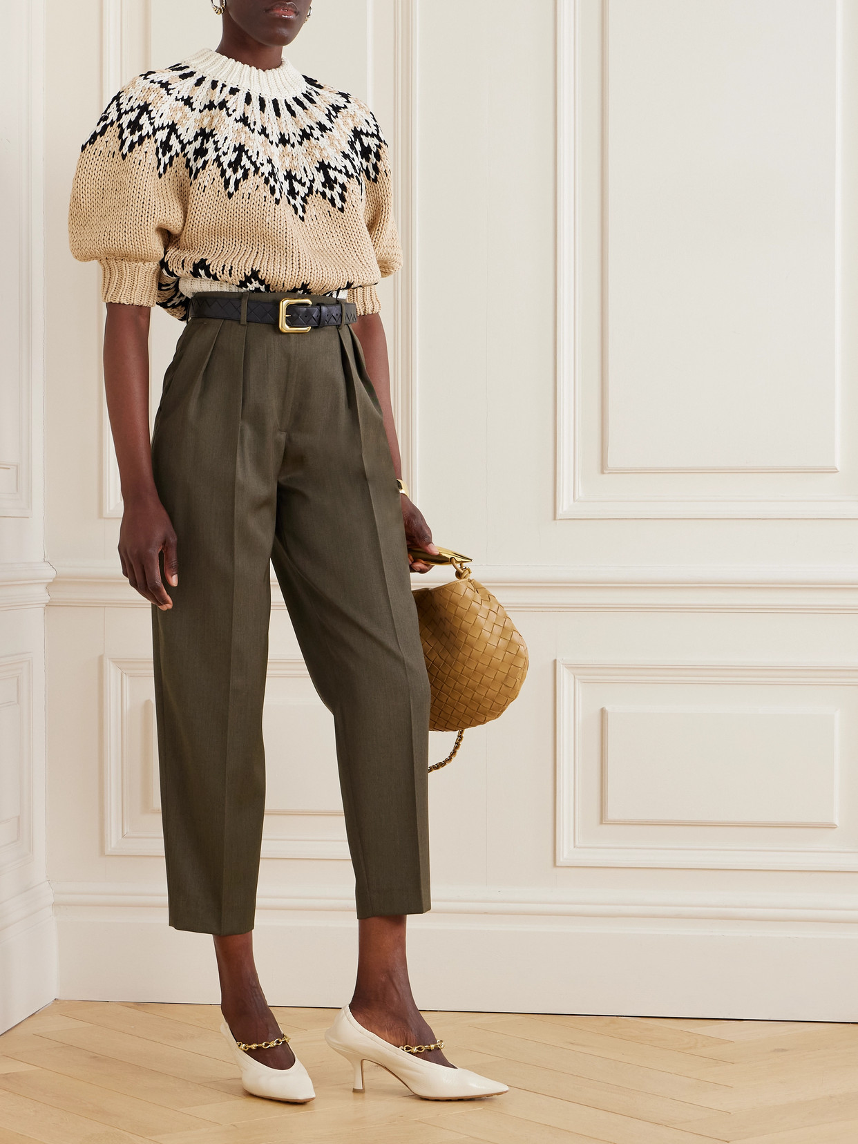 Altuzarra Emmett Pleated Wool Tapered Pants In Brown