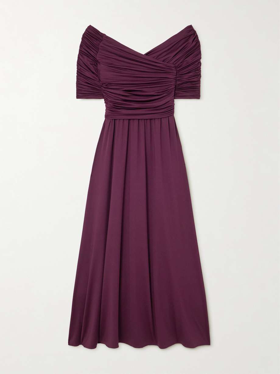char ruched wrap-effect recycled stretch-jersey maxi dress