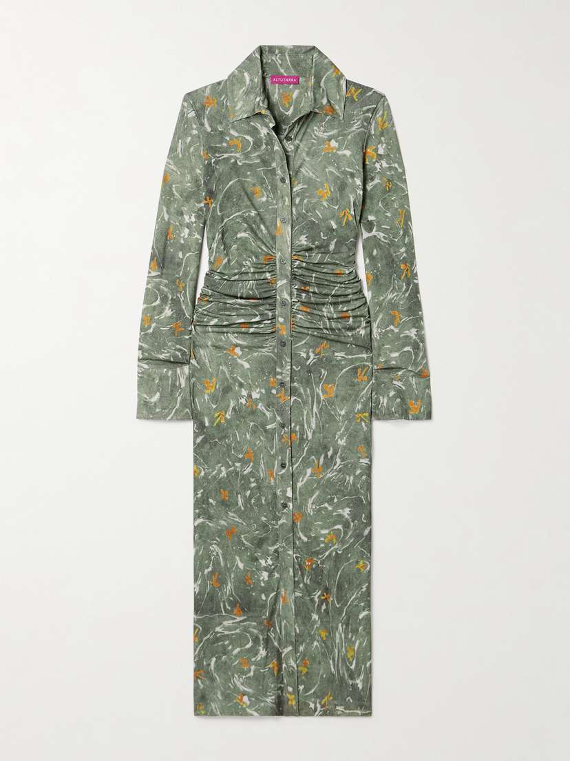 Altuzarra Claudia Ruched Floral-print Crepe-jersey Midi Dress