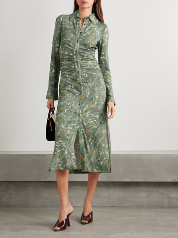 Altuzarra Claudia ruched floral-print crepe-jersey midi dress