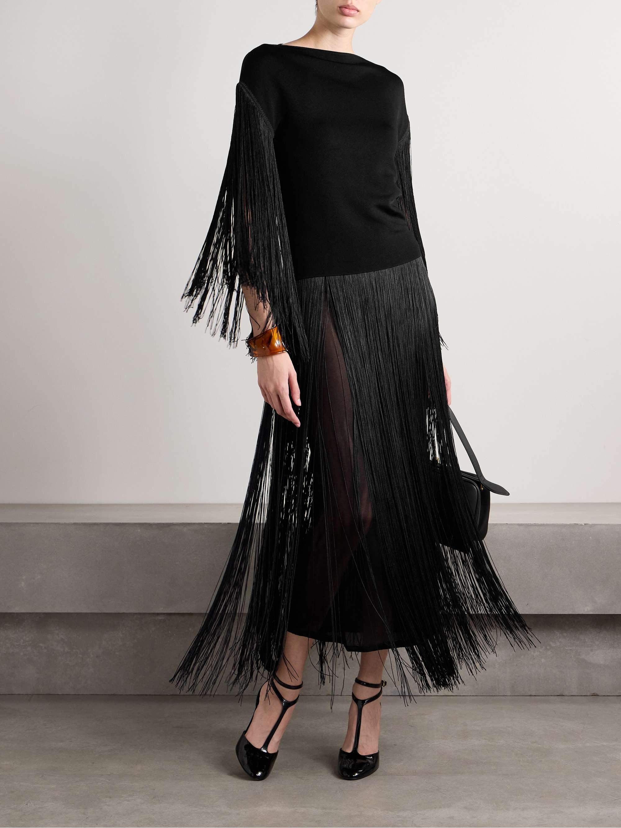 ALTUZARRA Coby fringed stretch-knit maxi skirt | NET-A-PORTER