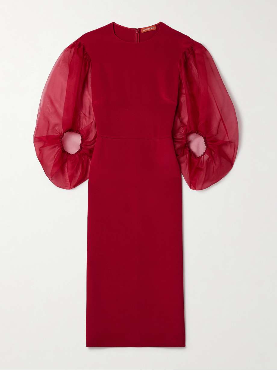 danielle silk-cady and organza midi dress