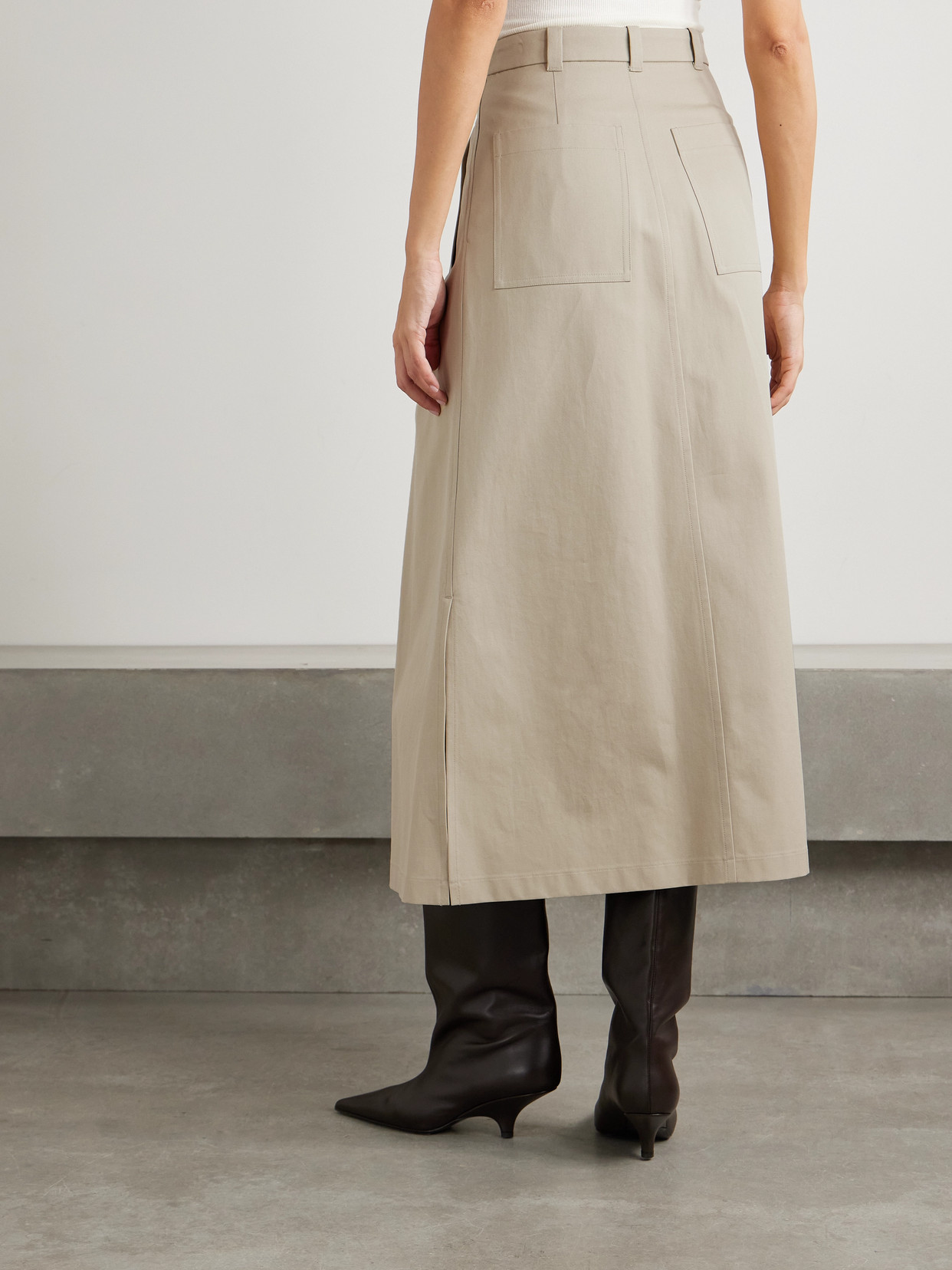 Altuzarra Mack Pleated Cotton-twill Maxi Skirt In Neutrals