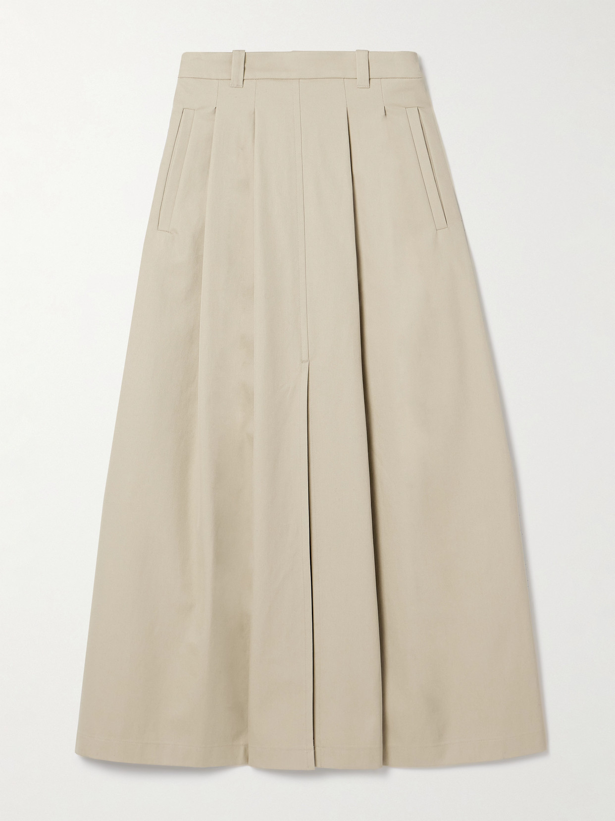 Altuzarra Mack Pleated Cotton-twill Maxi Skirt In Neutrals