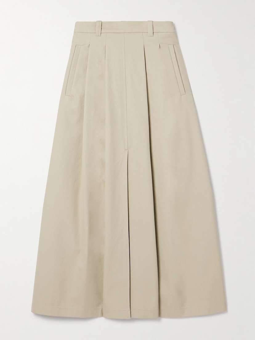 Altuzarra Mack Pleated Cotton-twill Maxi Skirt