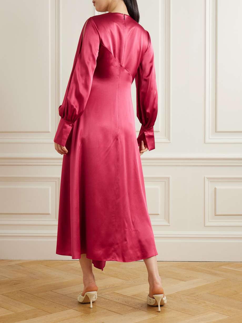 hayat pleated silk-satin midi dress