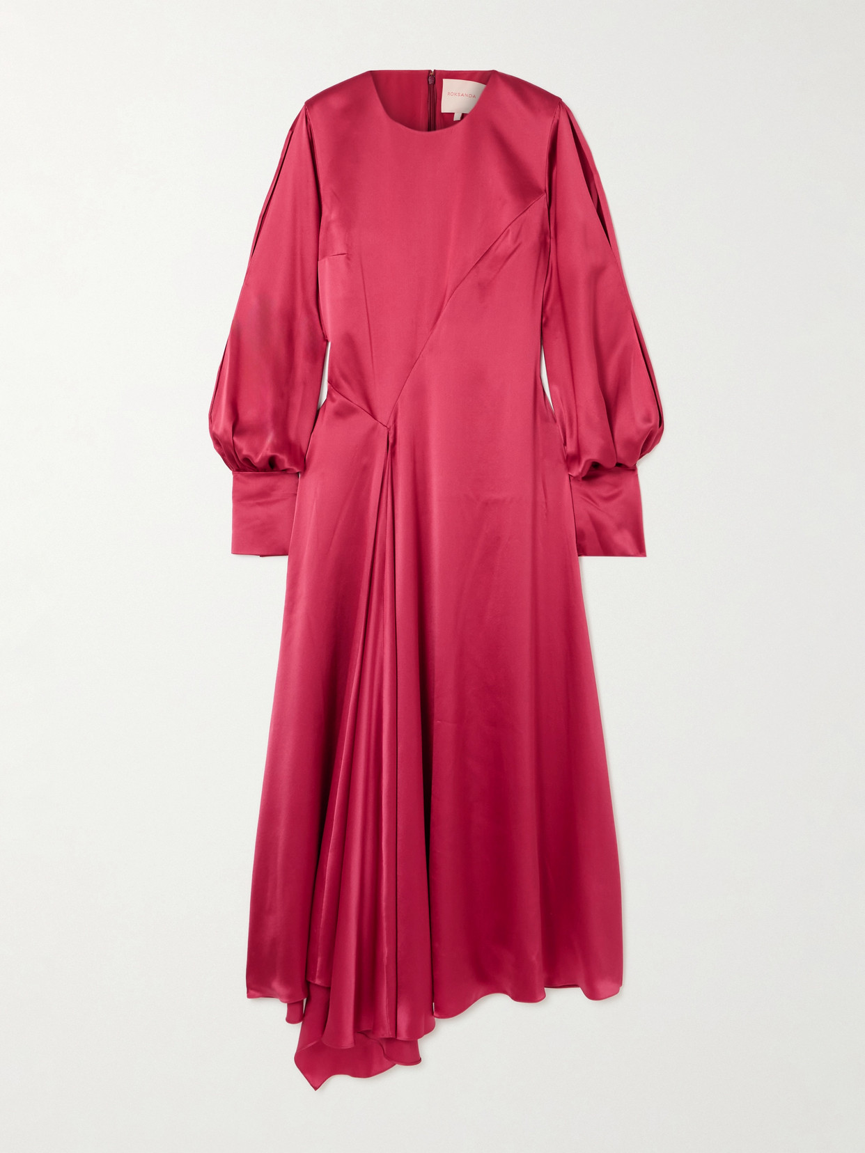 Roksanda Hayat Pleated Silk-satin Midi Dress In Red