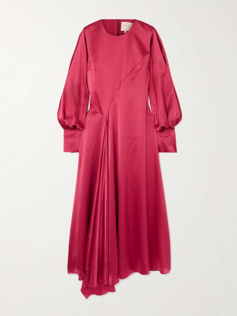 Roksanda Hayat Pleated Silk-satin Midi Dress