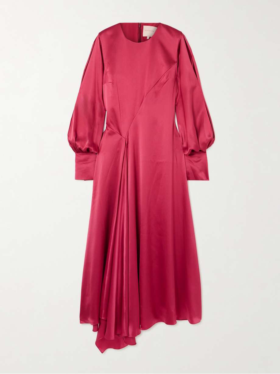 hayat pleated silk-satin midi dress