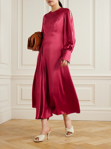 Roksanda Hayat pleated silk-satin midi dress