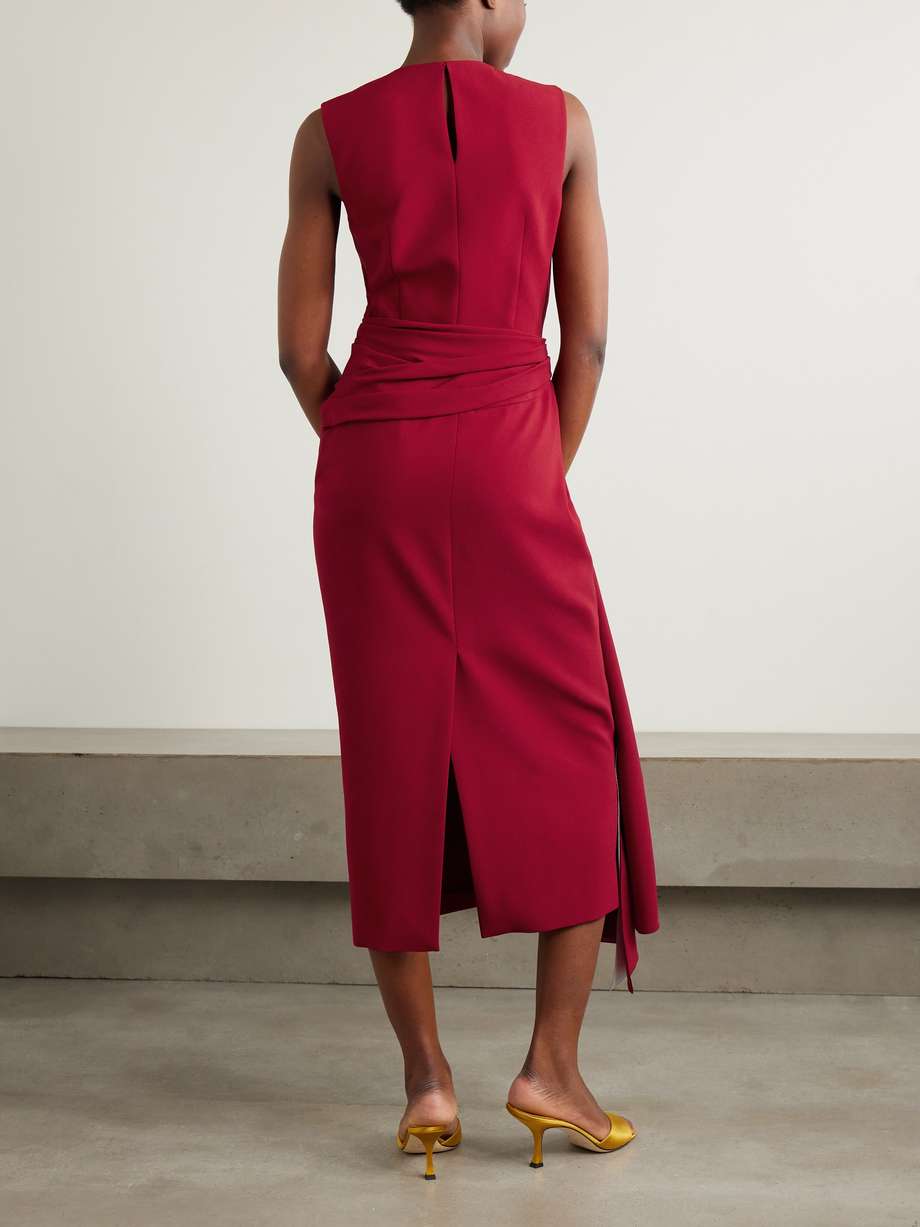 elham draped crepe midi dress