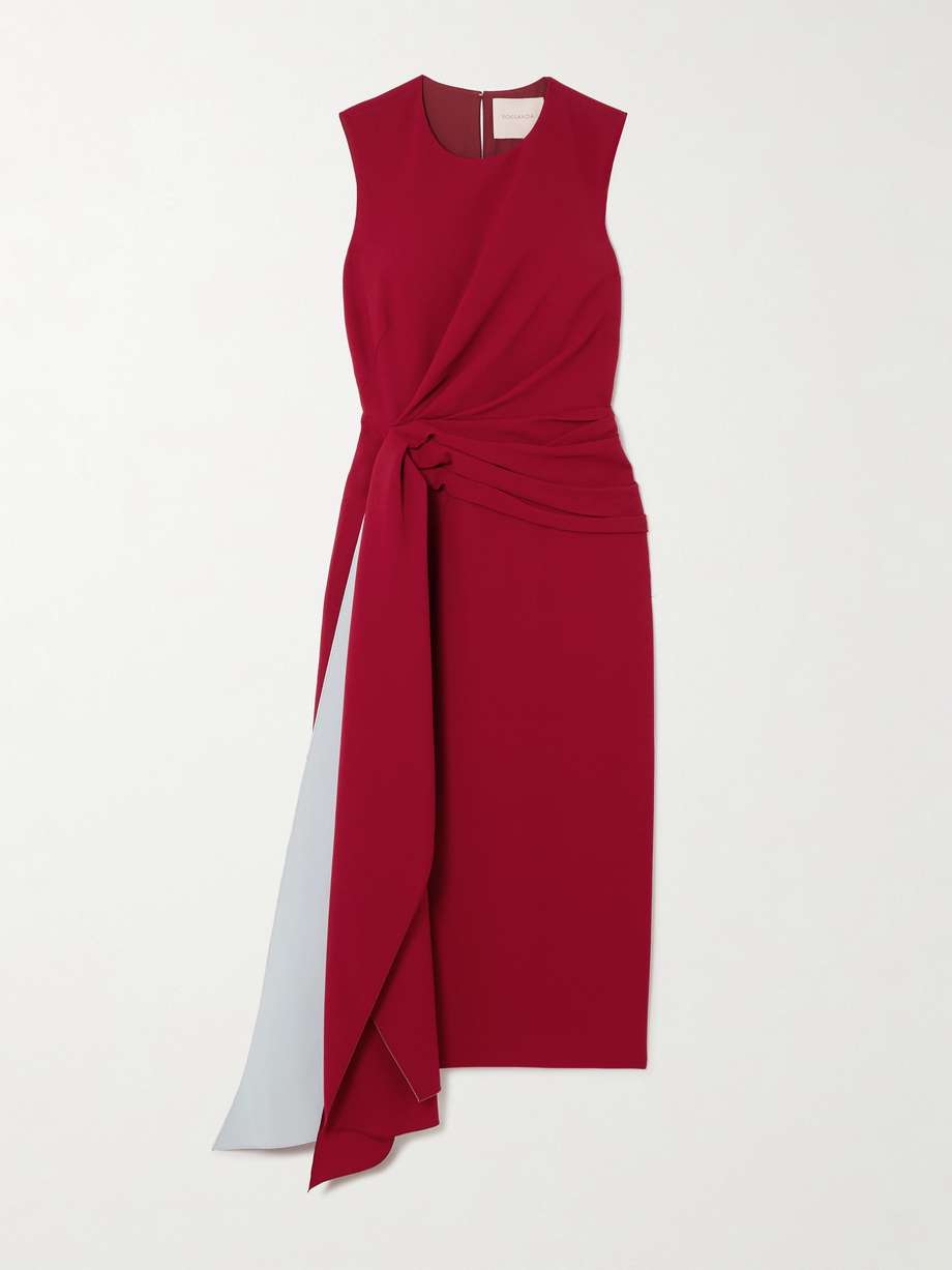 elham draped crepe midi dress