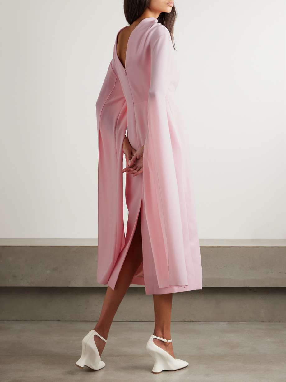 nour cape-effect crepe midi dress