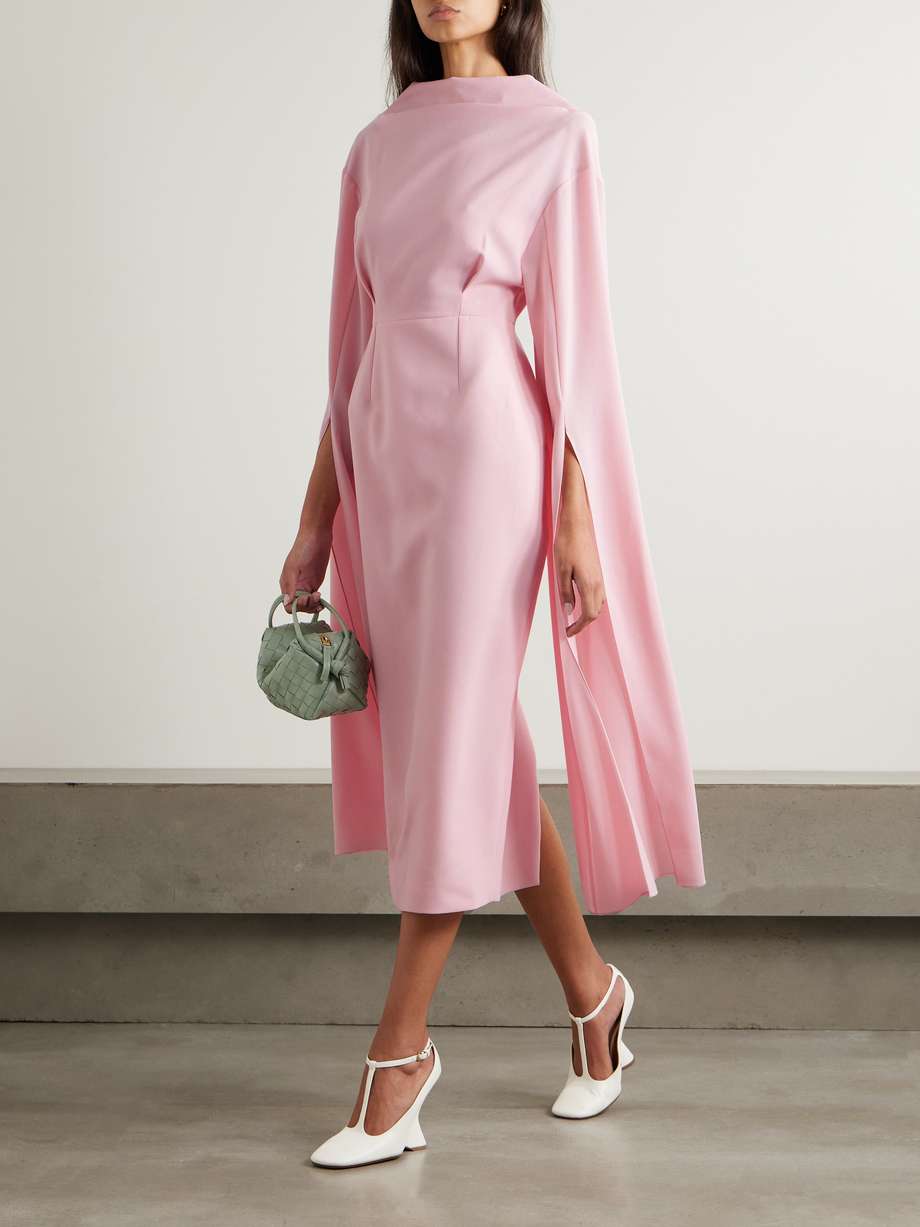 nour cape-effect crepe midi dress