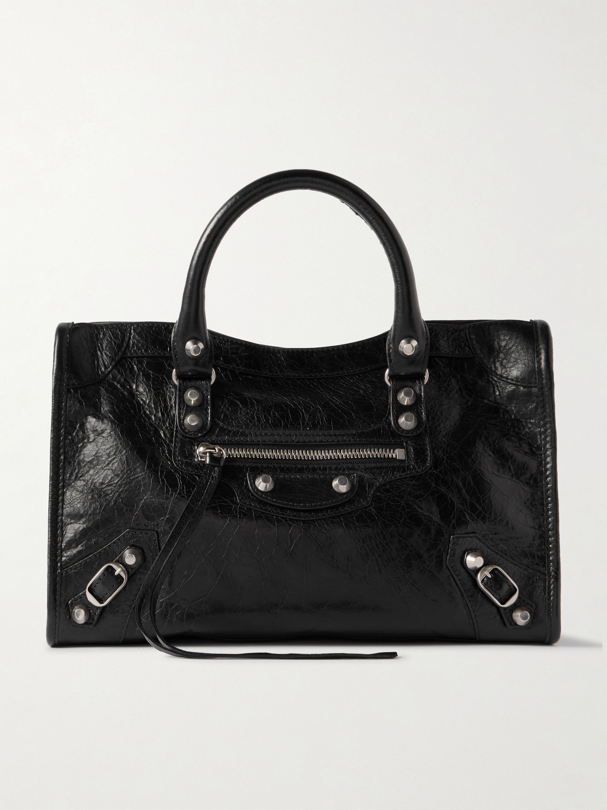 Balenciaga - Le City Small Embellished Textured-leather Tote - Black