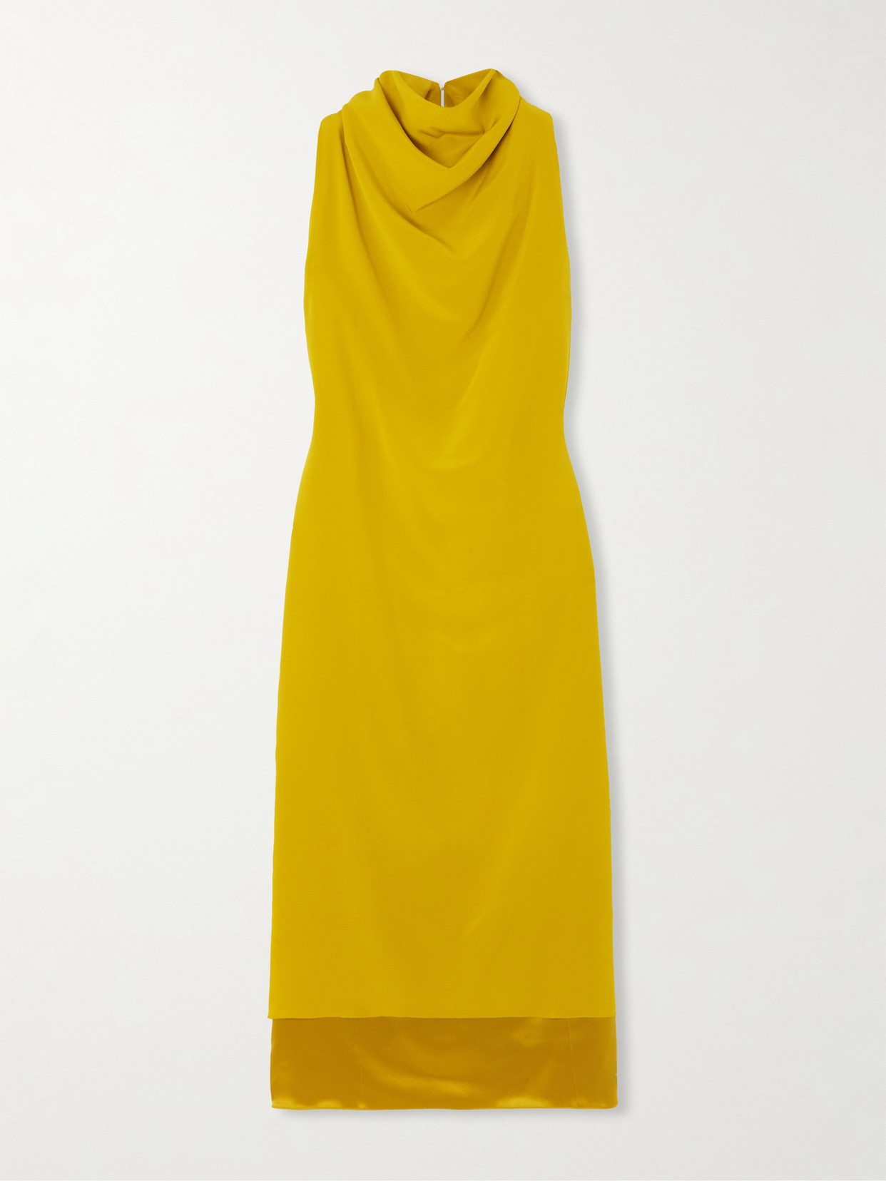 Altuzarra Noor Draped Silk-satin Midi Dress In Yellow