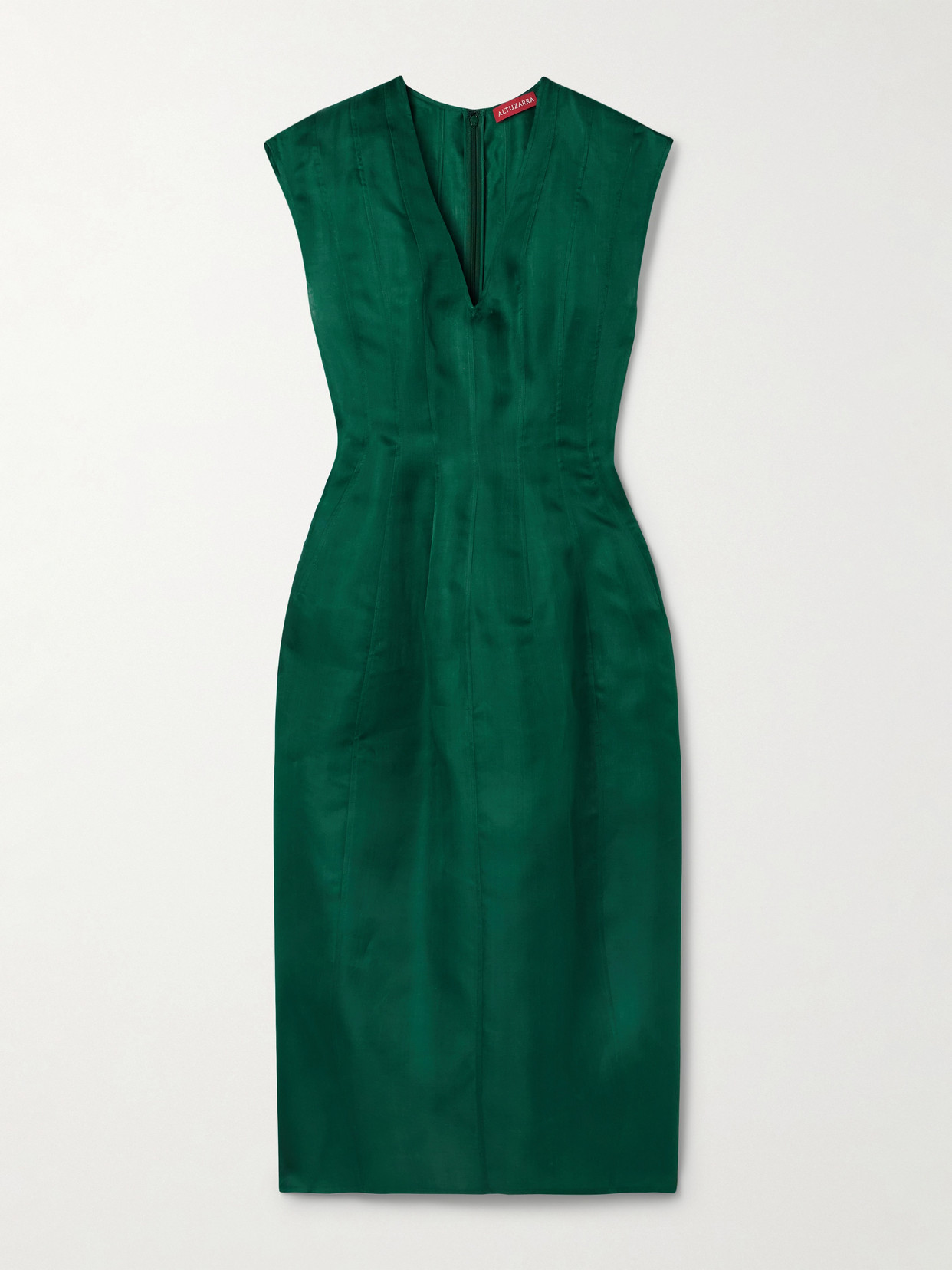 Altuzarra Bichette Silk-organza Midi Dress In Green