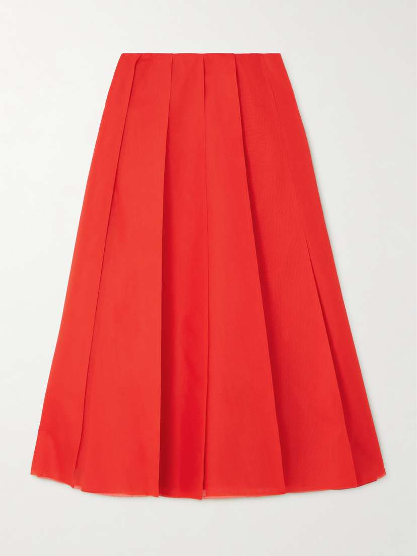 Altuzarra Dex Pleated Silk-organza Midi Skirt